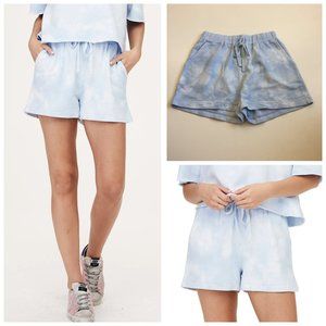NWT DAVID LERNER Tie Dye Blue Cloud Britta High Rise Resort Drawstring Shorts